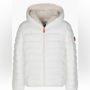 Save the duck kids white fleece lined coat size 4